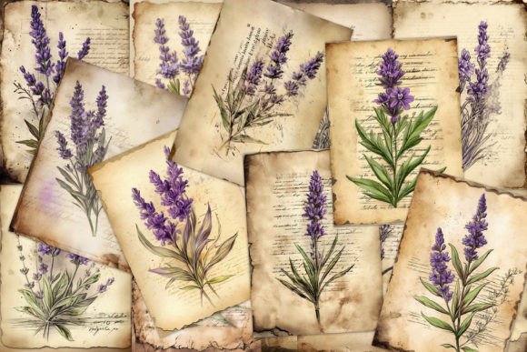 Download Lavander ATC Cards Junk Journal Ephemera - Atc Collection