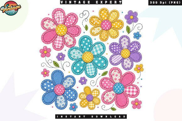 Download Retro Boho Floral Patchwork PNG - Atc Collection